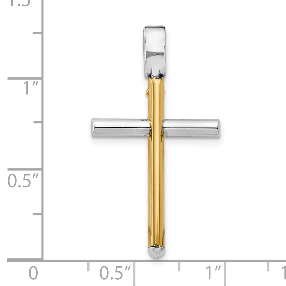 Alternate view of the 14k Two Tone Gold, Polished Hollow Cross Pendant, 18 x 32mm by The Black Bow Jewelry Co.
