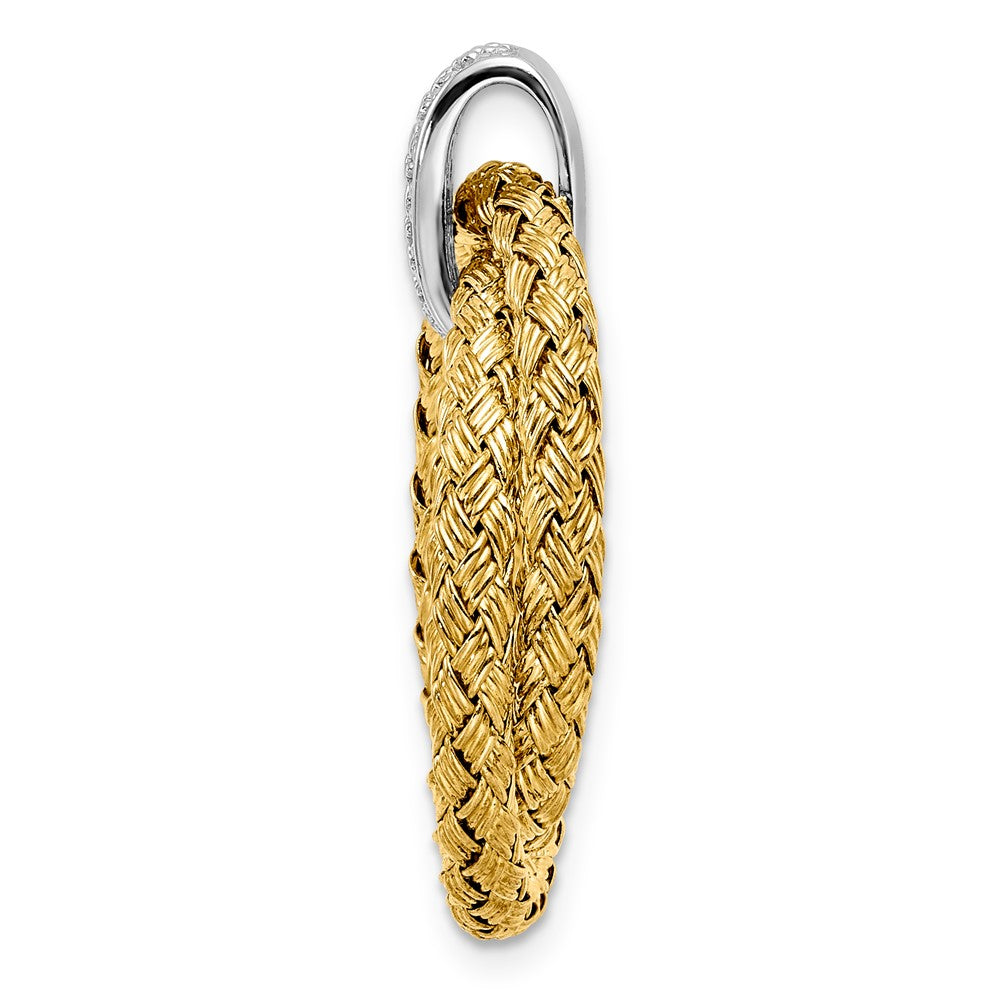 Alternate view of the Gold Tone Sterling Silver & CZ Braided Round Pendant, 22 x 29mm by The Black Bow Jewelry Co.