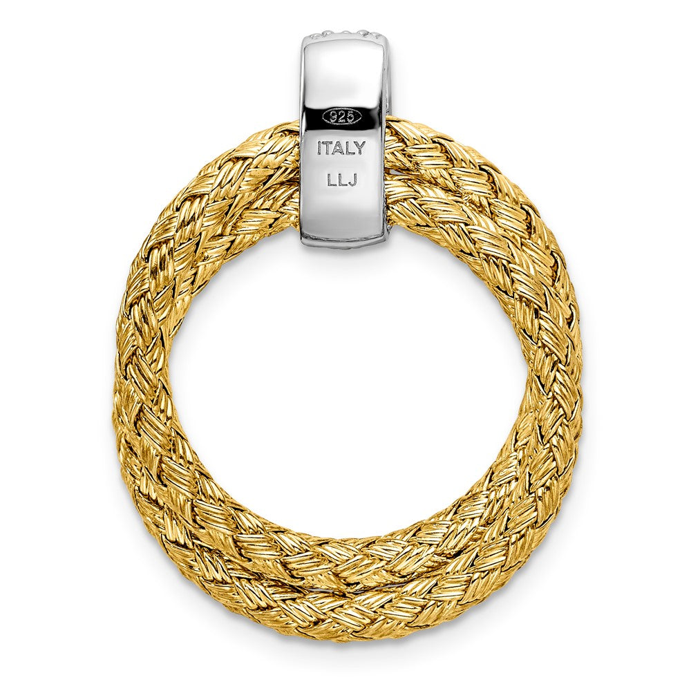 Alternate view of the Gold Tone Sterling Silver & CZ Braided Round Pendant, 22 x 29mm by The Black Bow Jewelry Co.