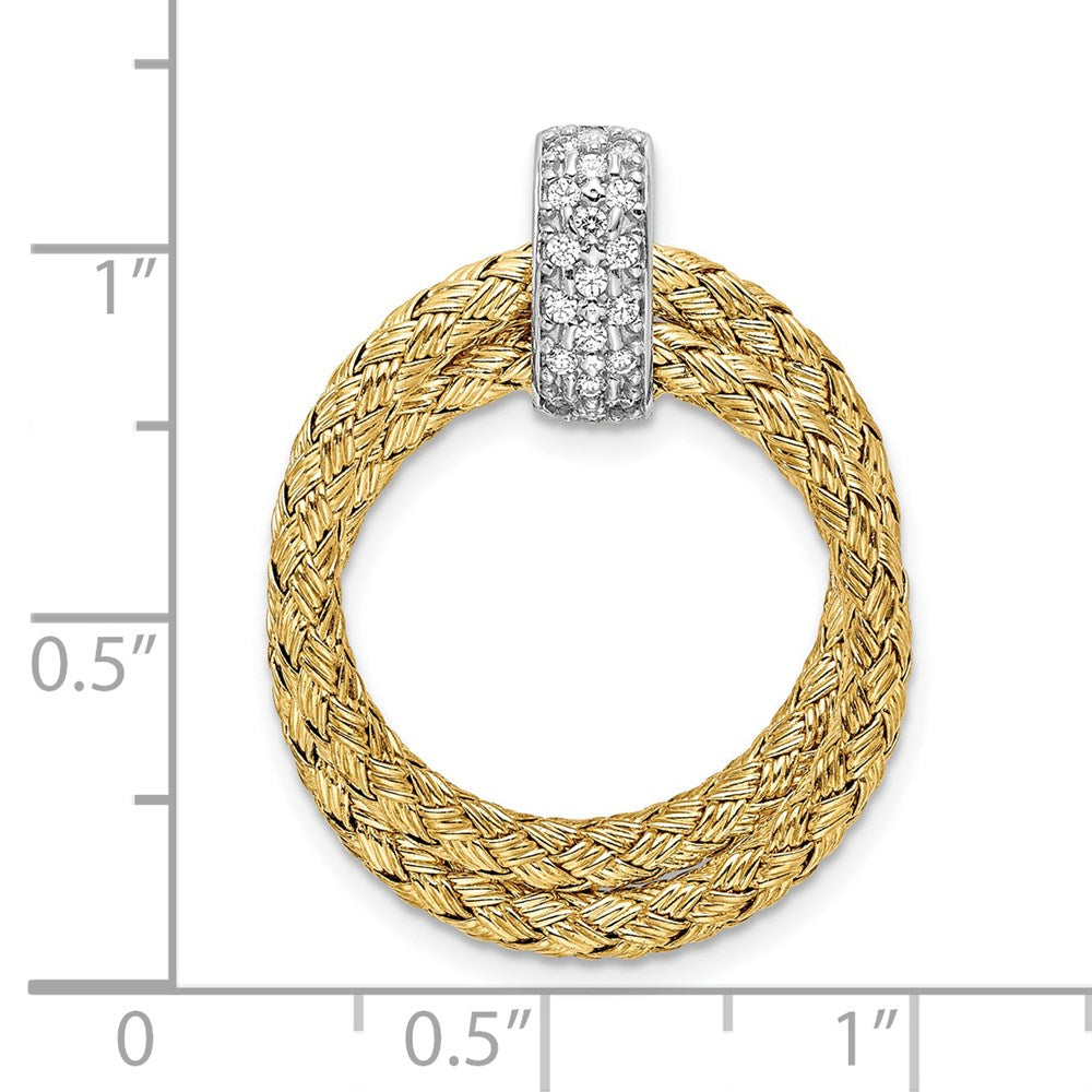 Alternate view of the Gold Tone Sterling Silver & CZ Braided Round Pendant, 22 x 29mm by The Black Bow Jewelry Co.