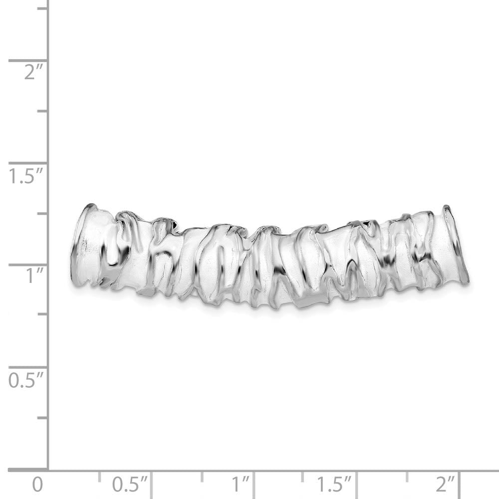 Alternate view of the Rhodium Sterling Silver & White Enamel Crinkle Slide Pendant, 10x50mm by The Black Bow Jewelry Co.