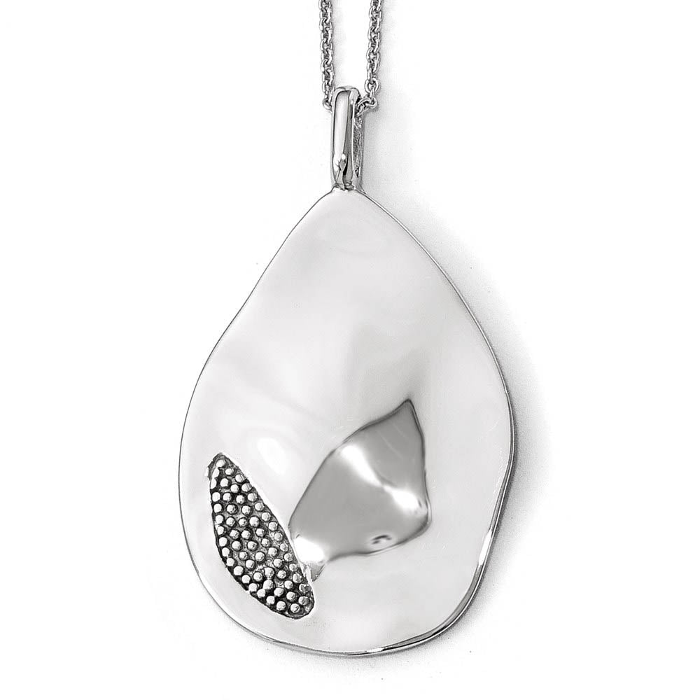 Sterling Silver Polished & Textured Organic Teardrop Pendant 23 x 40mm, Item P12509 by The Black Bow Jewelry Co.