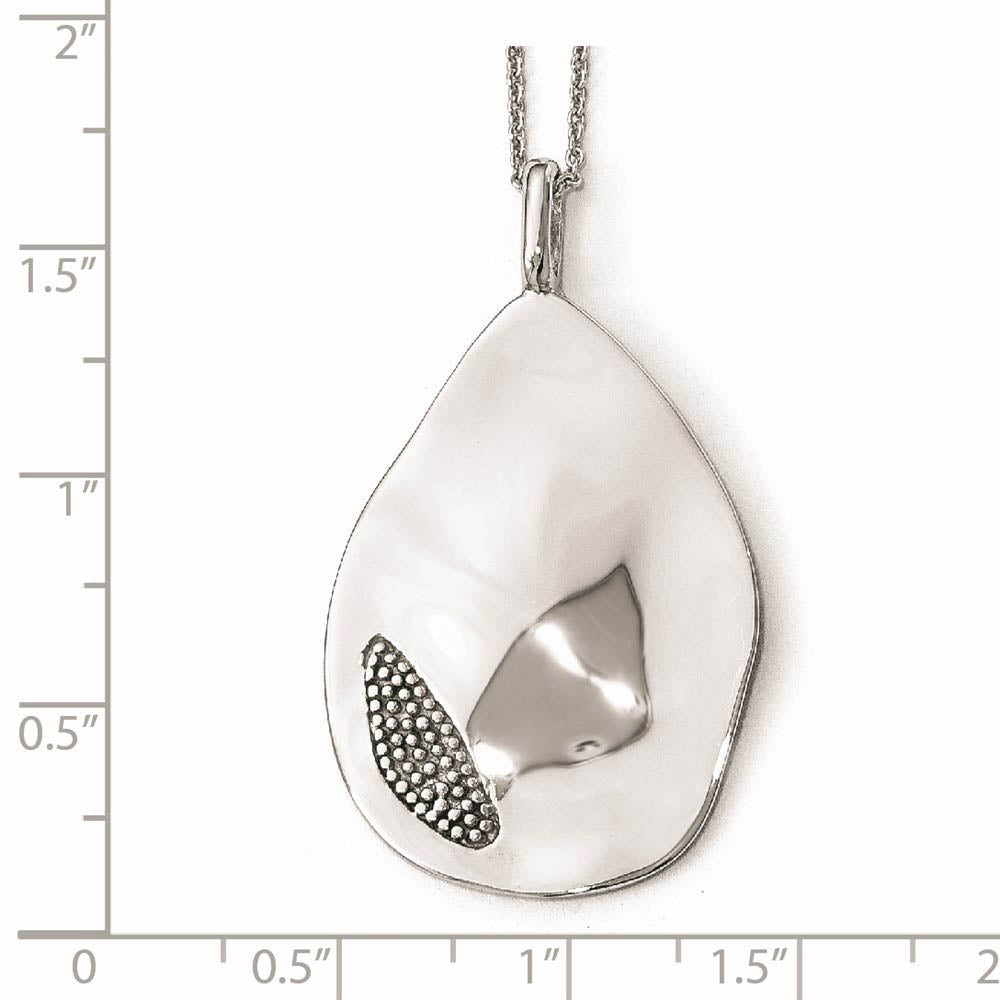 Alternate view of the Sterling Silver Polished & Textured Organic Teardrop Pendant 23 x 40mm by The Black Bow Jewelry Co.
