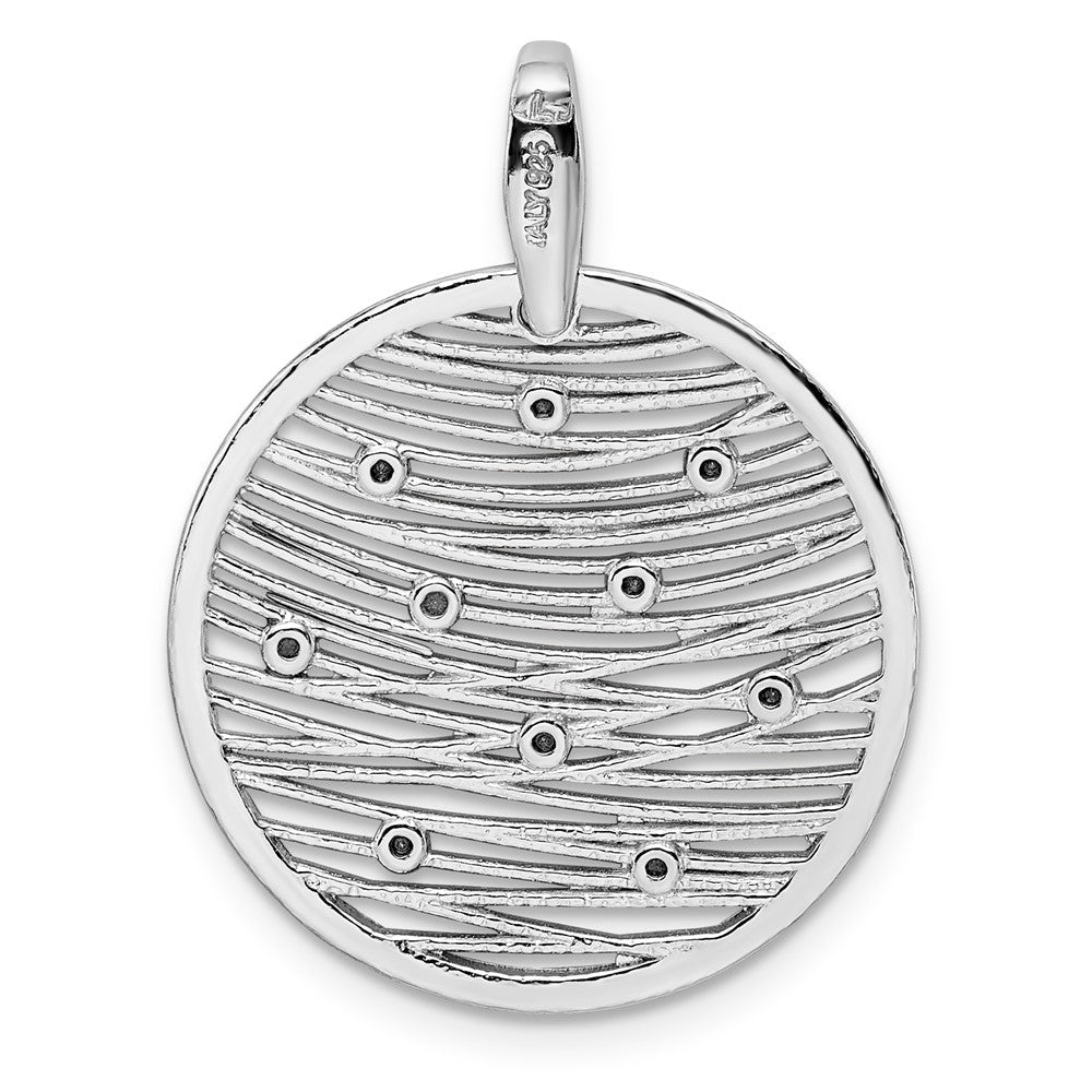 Alternate view of the Sterling Silver and Crystal Round Web Design Pendant, 22 x 29mm by The Black Bow Jewelry Co.