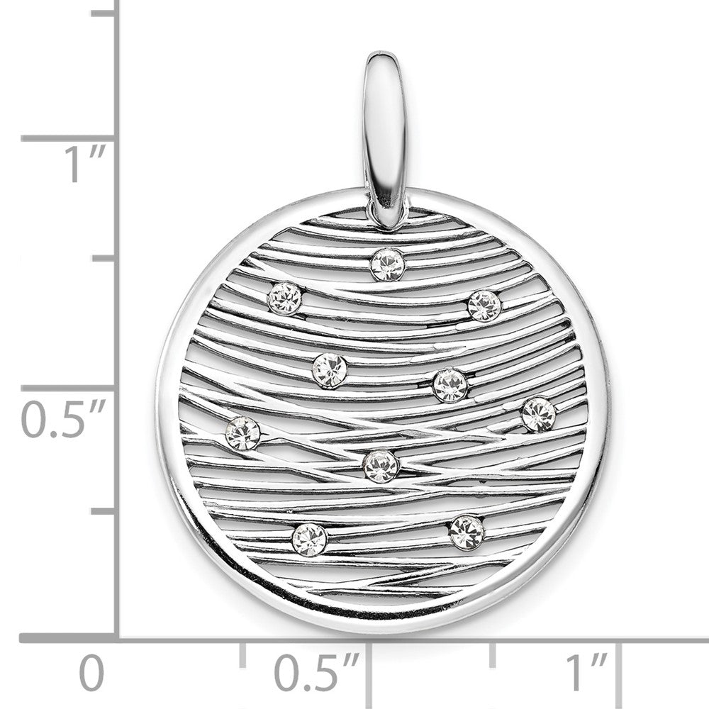 Alternate view of the Sterling Silver and Crystal Round Web Design Pendant, 22 x 29mm by The Black Bow Jewelry Co.