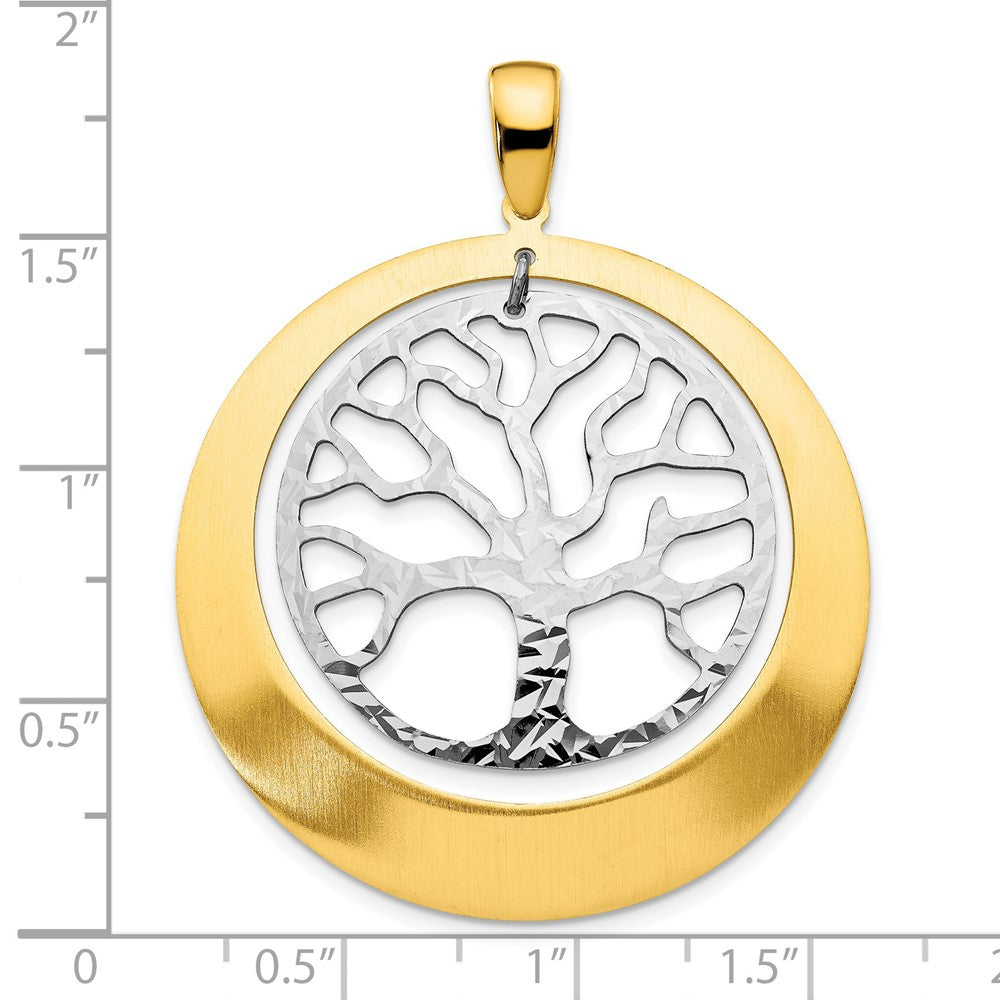 Alternate view of the Sterling Silver and Gold Tone Textured Tree Circle Pendant, 38 x 48mm by The Black Bow Jewelry Co.