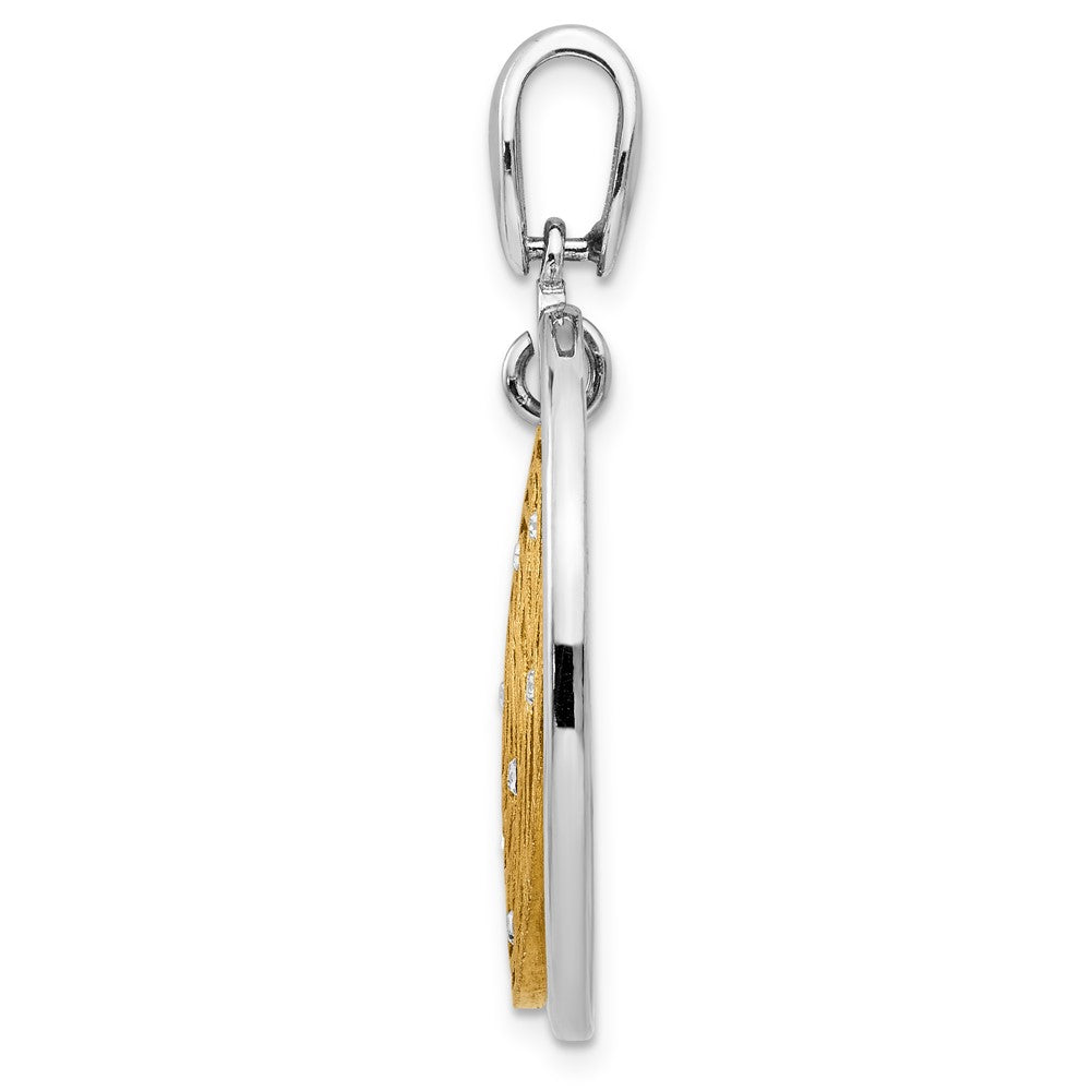 Alternate view of the Sterling Silver Gold Tone and CZ Round Web Design Pendant, 26 x 35mm by The Black Bow Jewelry Co.