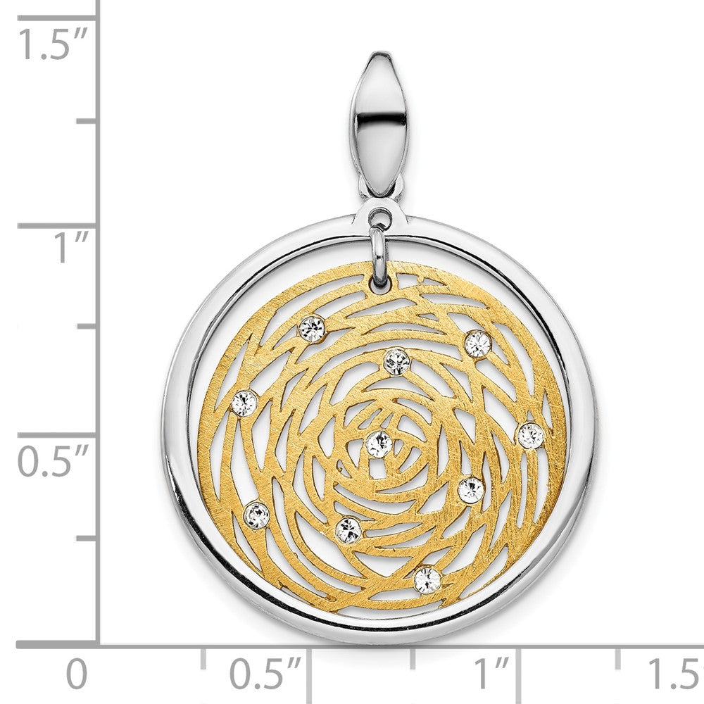 Alternate view of the Sterling Silver Gold Tone and CZ Round Web Design Pendant, 26 x 35mm by The Black Bow Jewelry Co.