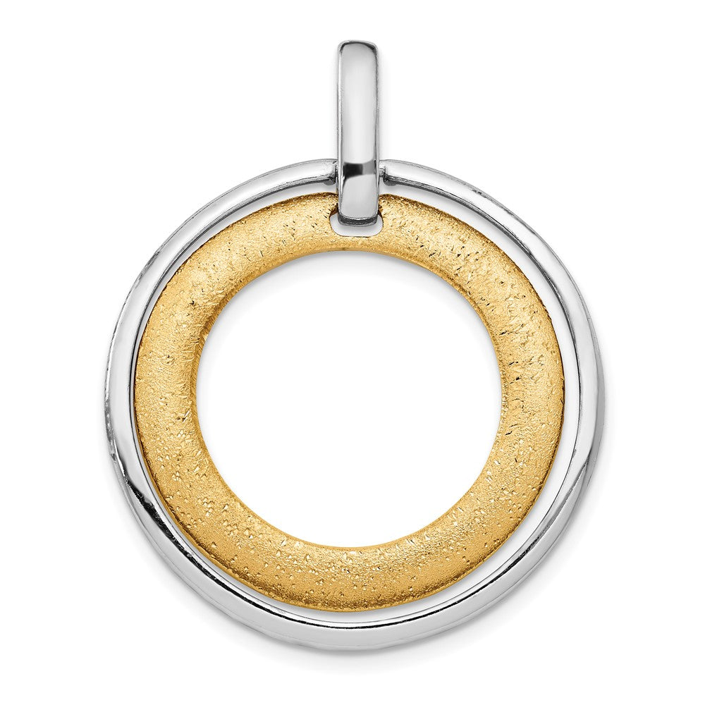 Sterling Silver & 24k Gold Tone Plated Bent Circle Pendant, 30 x 37mm, Item P12527 by The Black Bow Jewelry Co.