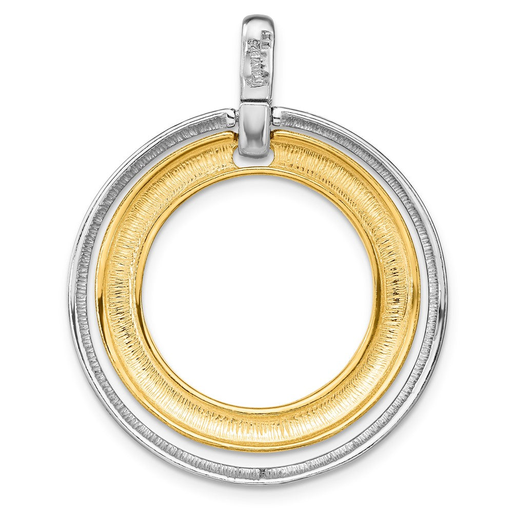 Alternate view of the Sterling Silver & 24k Gold Tone Plated Bent Circle Pendant, 30 x 37mm by The Black Bow Jewelry Co.