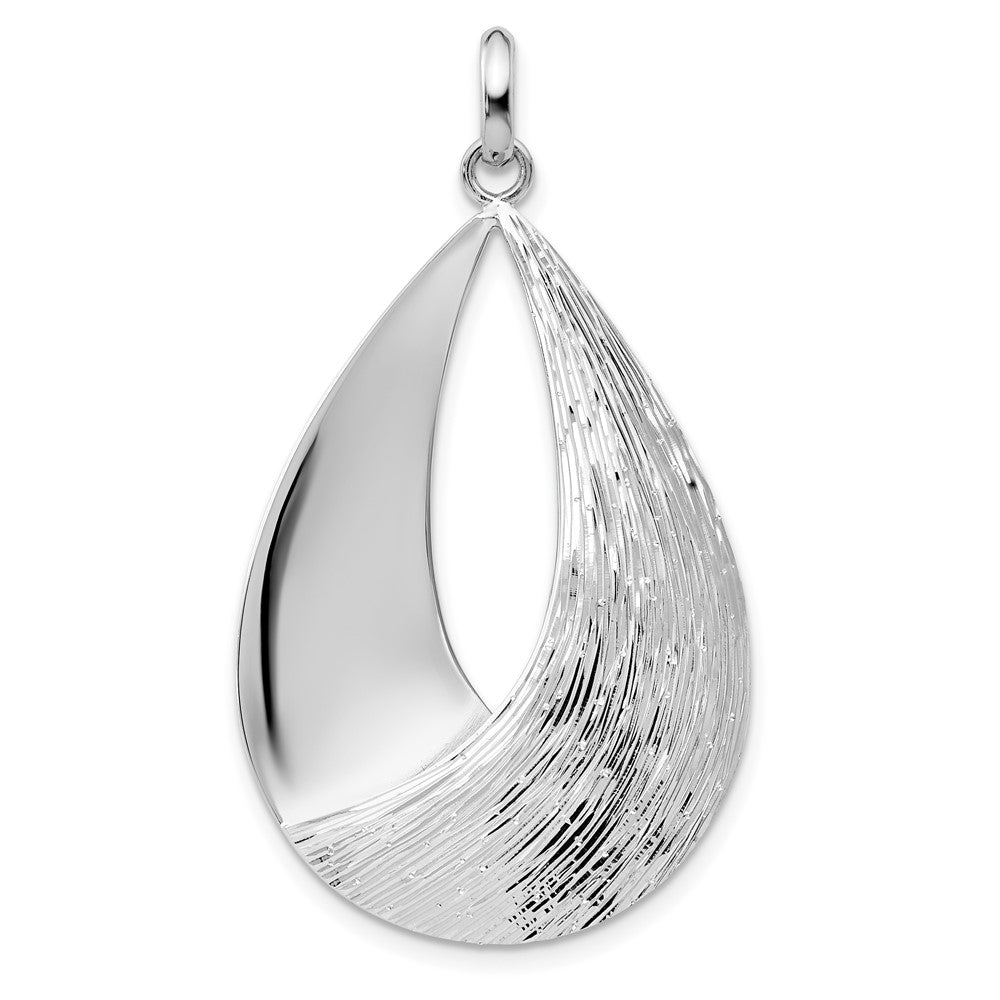 Sterling Silver Polished and Textured Teardrop Pendant, 25 x 42mm, Item P12529 by The Black Bow Jewelry Co.