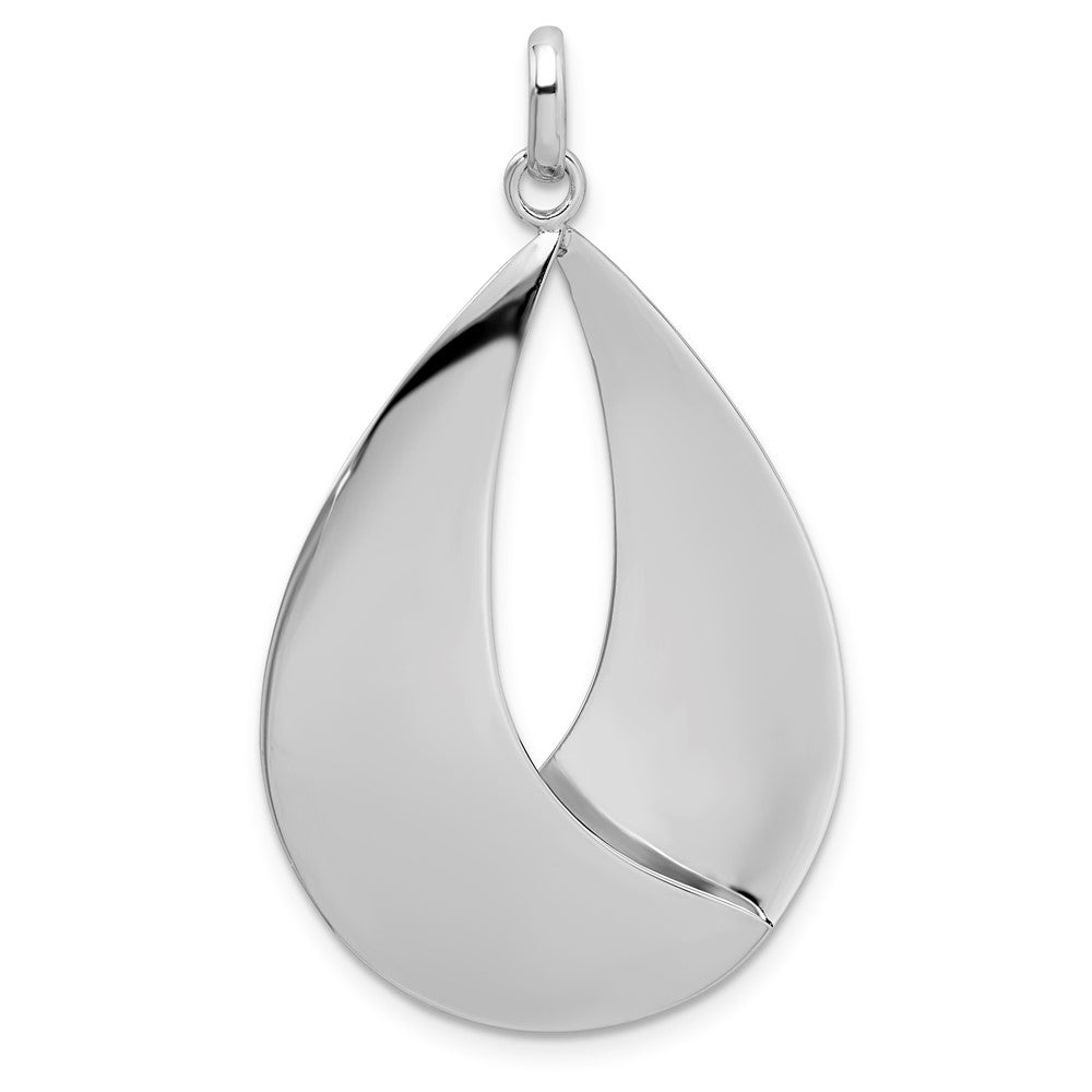 Alternate view of the Sterling Silver Polished and Textured Teardrop Pendant, 25 x 42mm by The Black Bow Jewelry Co.