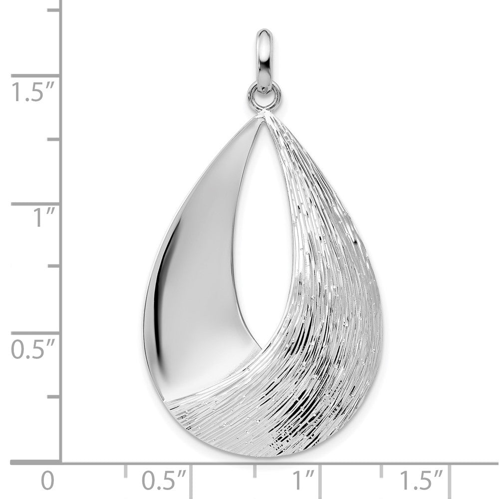 Alternate view of the Sterling Silver Polished and Textured Teardrop Pendant, 25 x 42mm by The Black Bow Jewelry Co.
