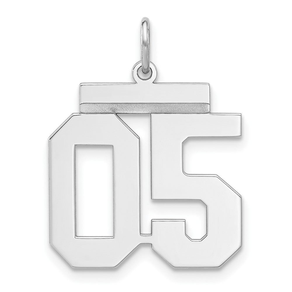 Sterling Silver, Athletic Collection Medium Polished Number 05 Pendant, Item P14042-05 by The Black Bow Jewelry Co.