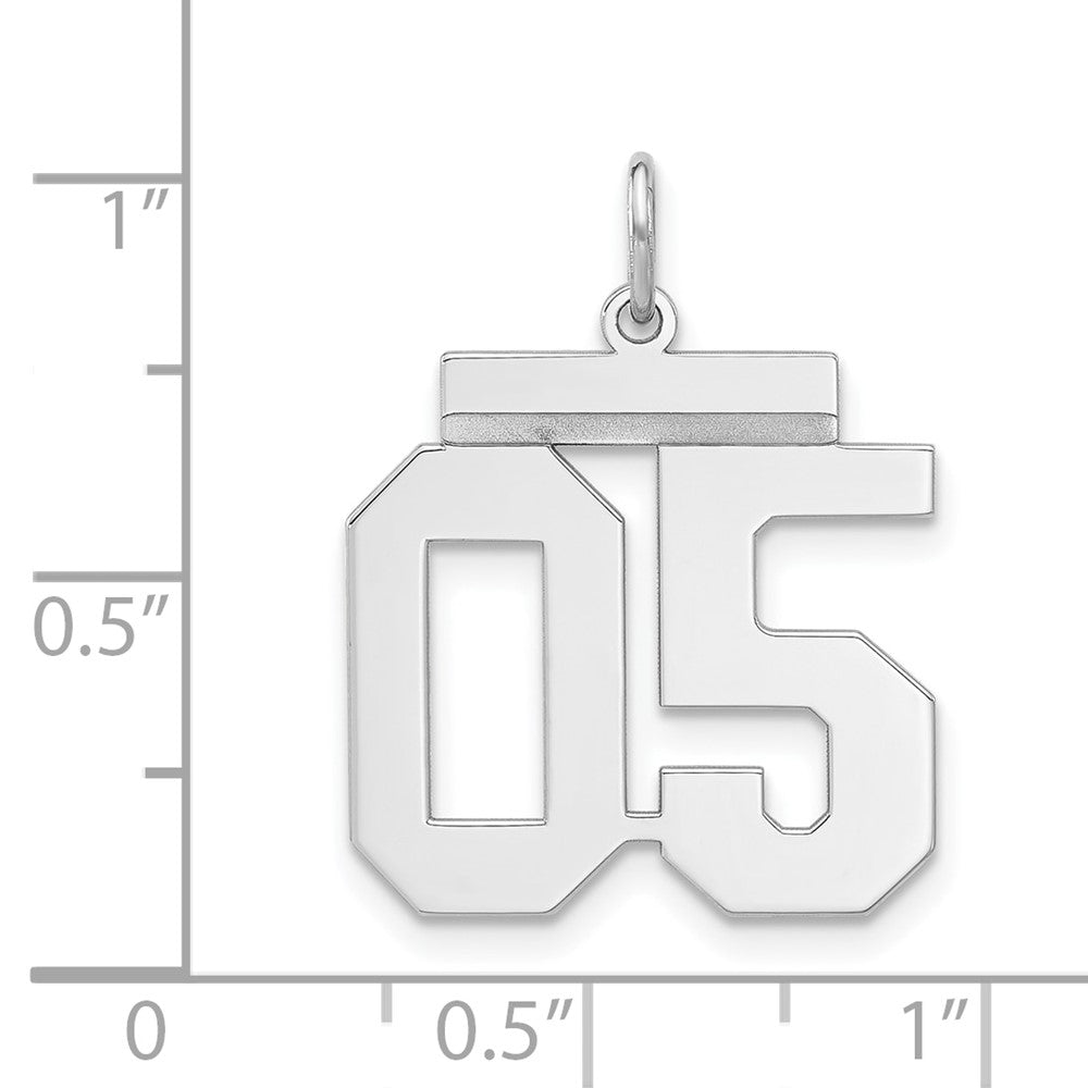 Alternate view of the Sterling Silver, Athletic Collection Medium Polished Number 05 Pendant by The Black Bow Jewelry Co.