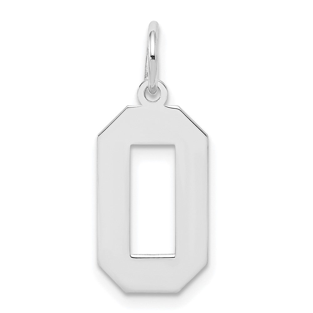 Sterling Silver, Athletic Collection Medium Polished Number 0 Pendant, Item P14042-0 by The Black Bow Jewelry Co.