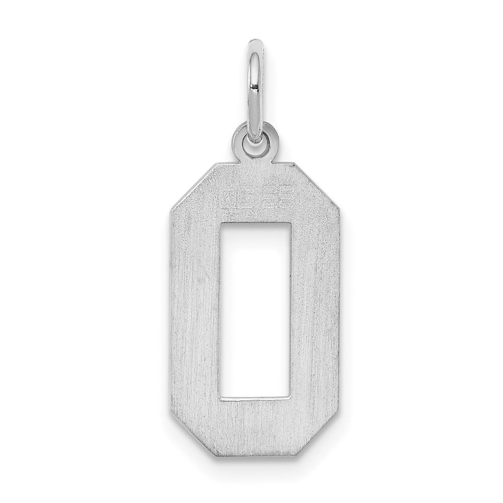 Alternate view of the Sterling Silver, Athletic Collection Medium Polished Number 0 Pendant by The Black Bow Jewelry Co.