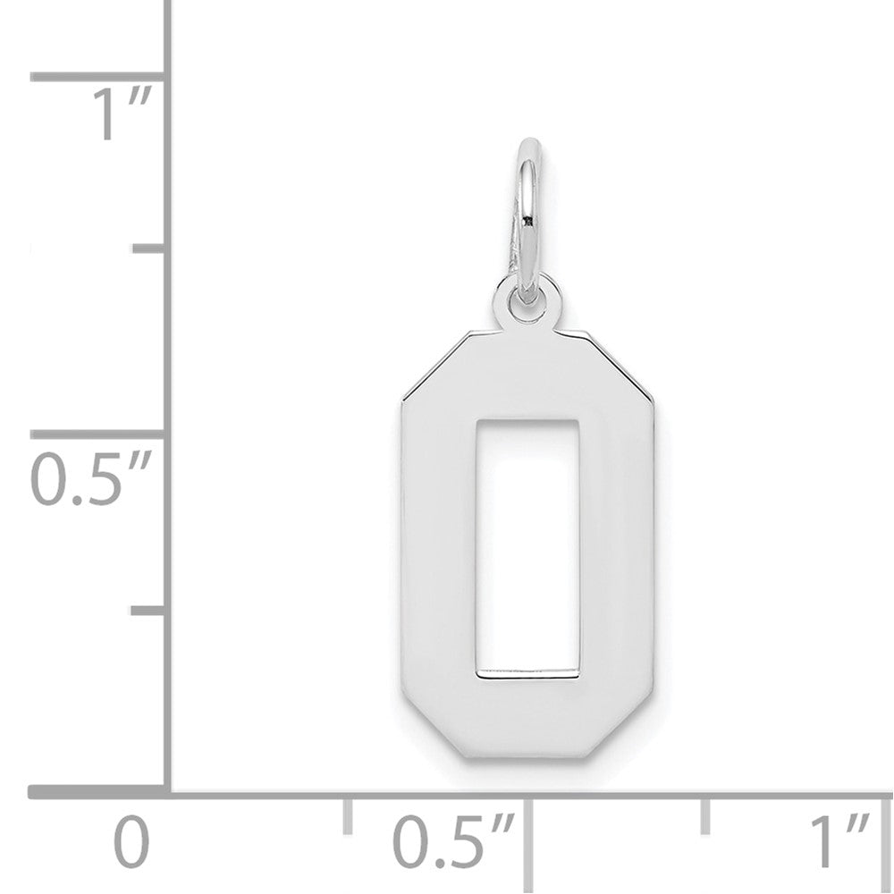 Alternate view of the Sterling Silver, Athletic Collection Medium Polished Number 0 Pendant by The Black Bow Jewelry Co.