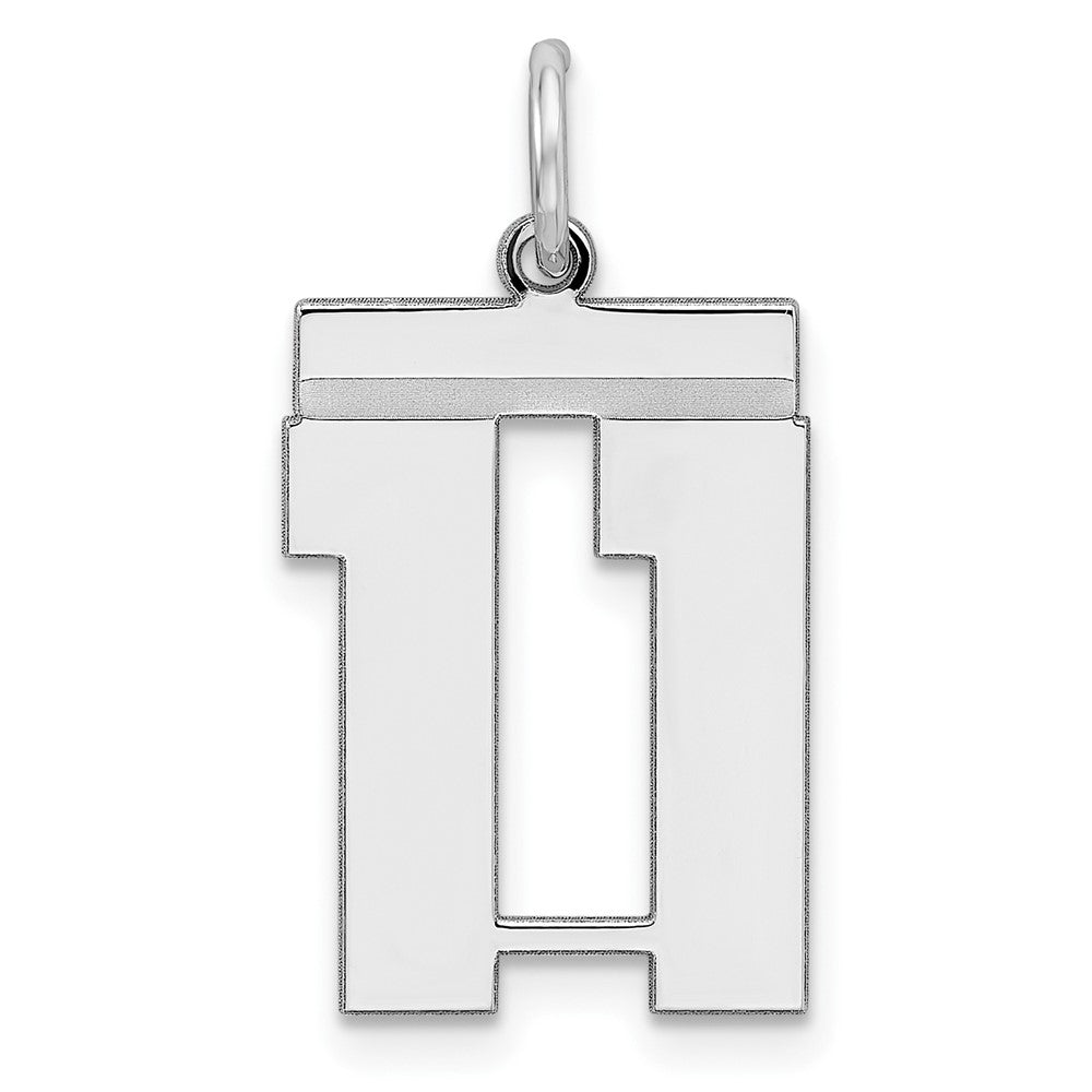 Sterling Silver, Athletic Collection Medium Polished Number 11 Pendant, Item P14042-11 by The Black Bow Jewelry Co.