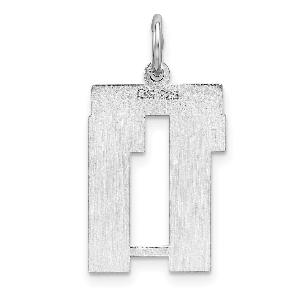 Alternate view of the Sterling Silver, Athletic Collection Medium Polished Number 11 Pendant by The Black Bow Jewelry Co.