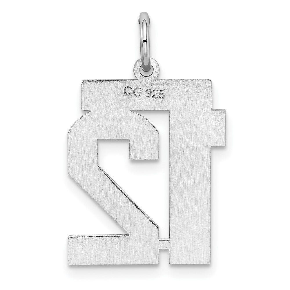 Alternate view of the Sterling Silver, Athletic Collection Medium Polished Number 12 Pendant by The Black Bow Jewelry Co.