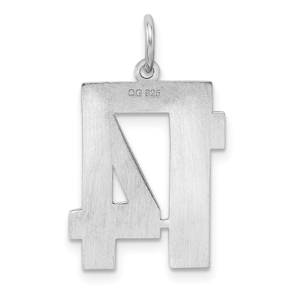 Alternate view of the Sterling Silver, Athletic Collection Medium Polished Number 14 Pendant by The Black Bow Jewelry Co.