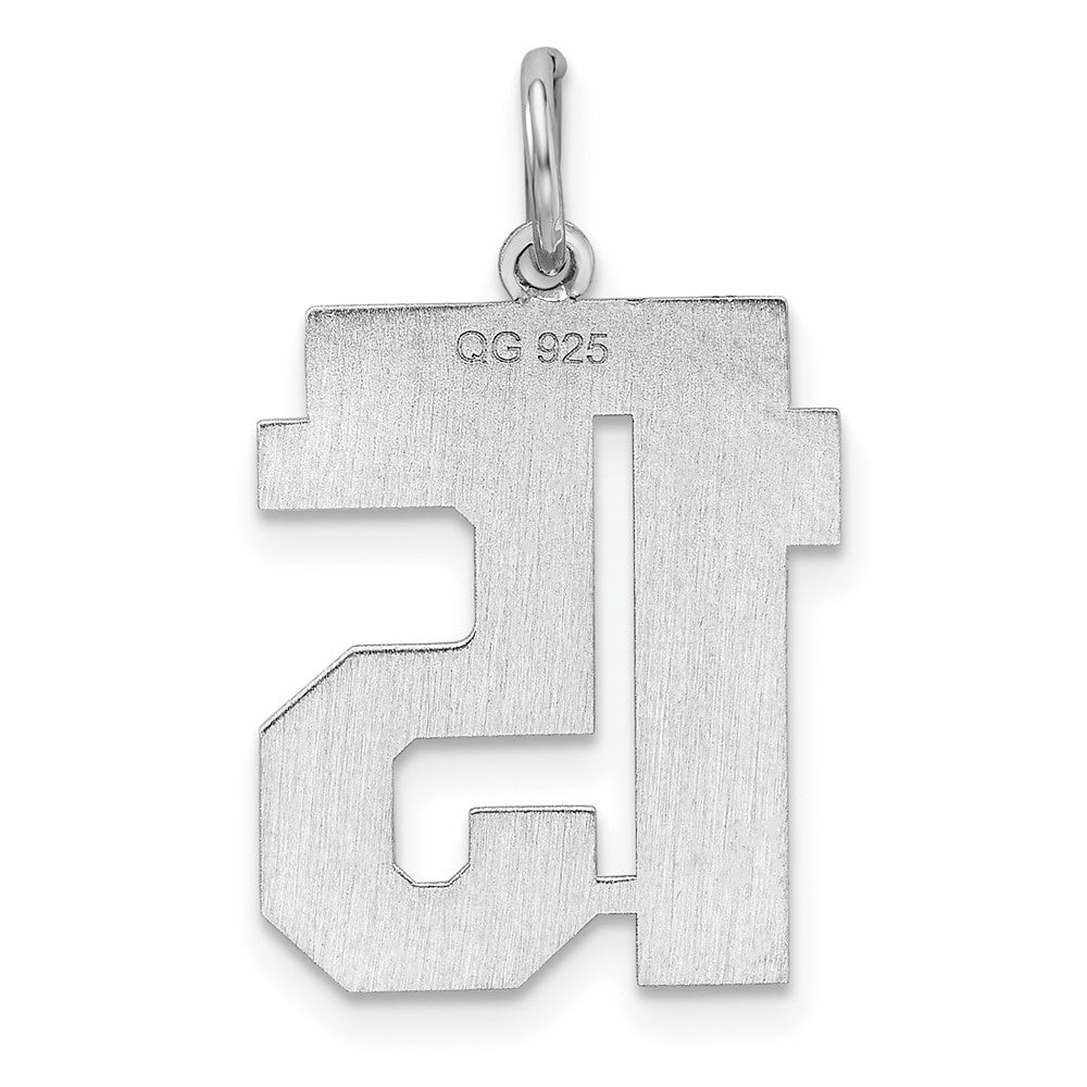 Alternate view of the Sterling Silver, Athletic Collection Medium Polished Number 15 Pendant by The Black Bow Jewelry Co.