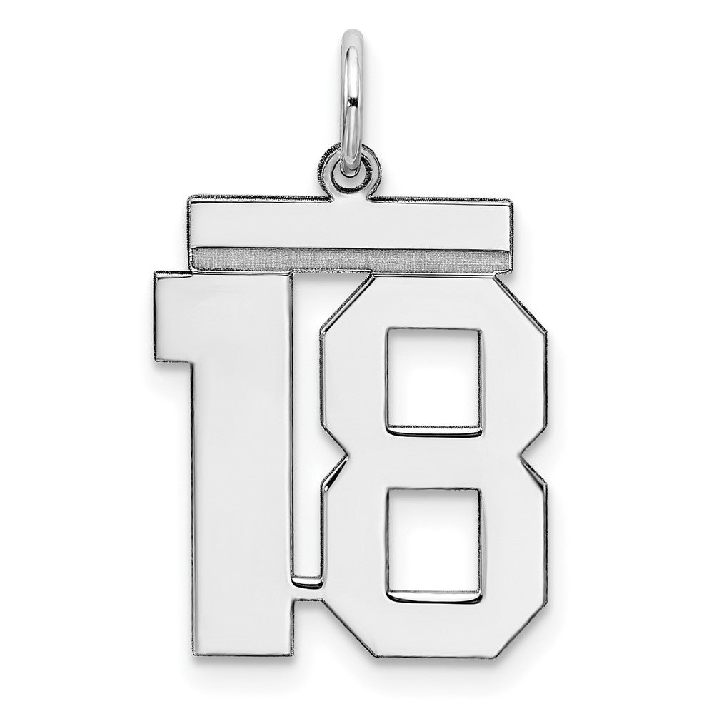Sterling Silver, Athletic Collection Medium Polished Number 18 Pendant, Item P14042-18 by The Black Bow Jewelry Co.