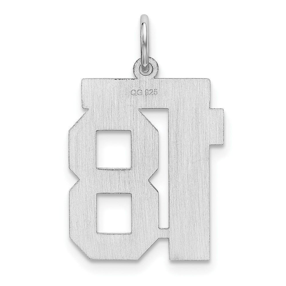 Alternate view of the Sterling Silver, Athletic Collection Medium Polished Number 18 Pendant by The Black Bow Jewelry Co.