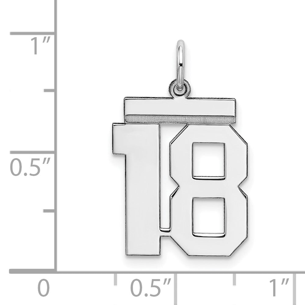 Alternate view of the Sterling Silver, Athletic Collection Medium Polished Number 18 Pendant by The Black Bow Jewelry Co.