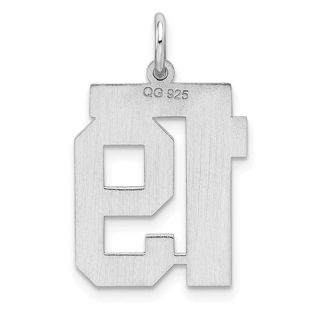 Alternate view of the Sterling Silver, Athletic Collection Medium Polished Number 19 Pendant by The Black Bow Jewelry Co.