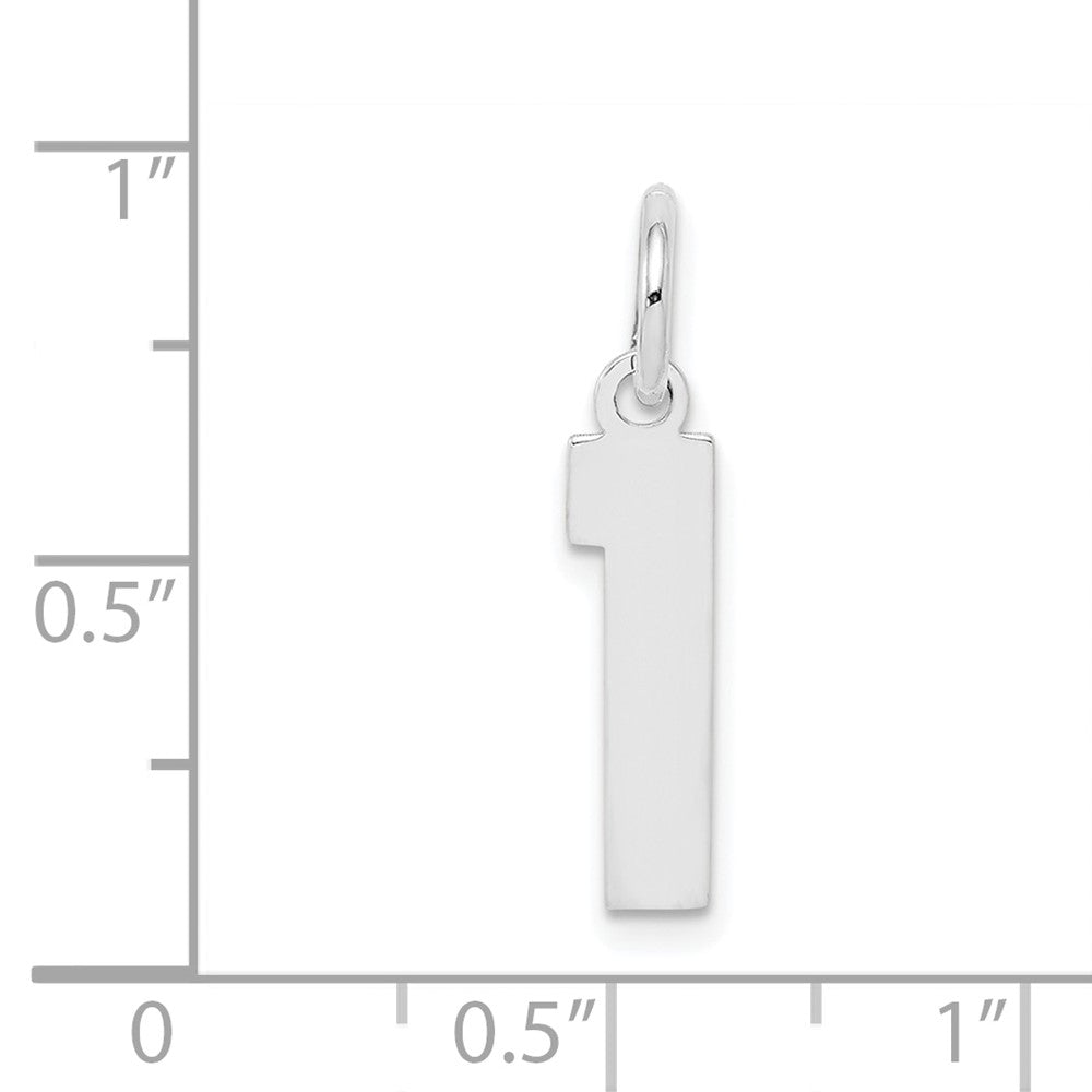 Alternate view of the Sterling Silver, Athletic Collection Medium Polished Number 1 Pendant by The Black Bow Jewelry Co.