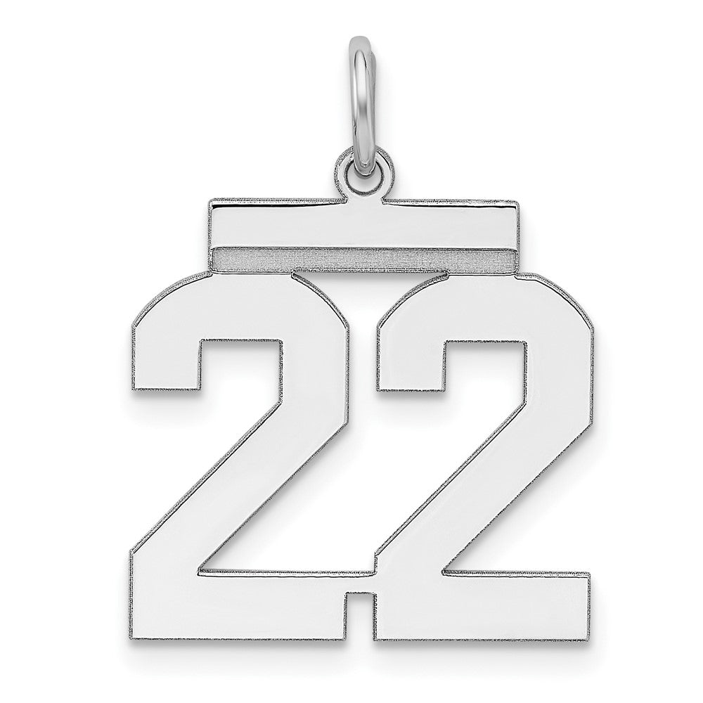 Sterling Silver, Athletic Collection Medium Polished Number 22 Pendant, Item P14042-22 by The Black Bow Jewelry Co.