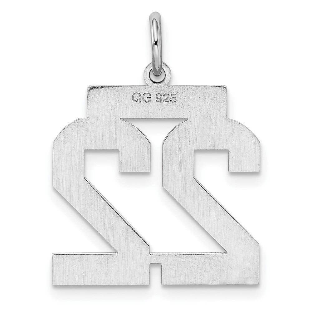 Alternate view of the Sterling Silver, Athletic Collection Medium Polished Number 22 Pendant by The Black Bow Jewelry Co.