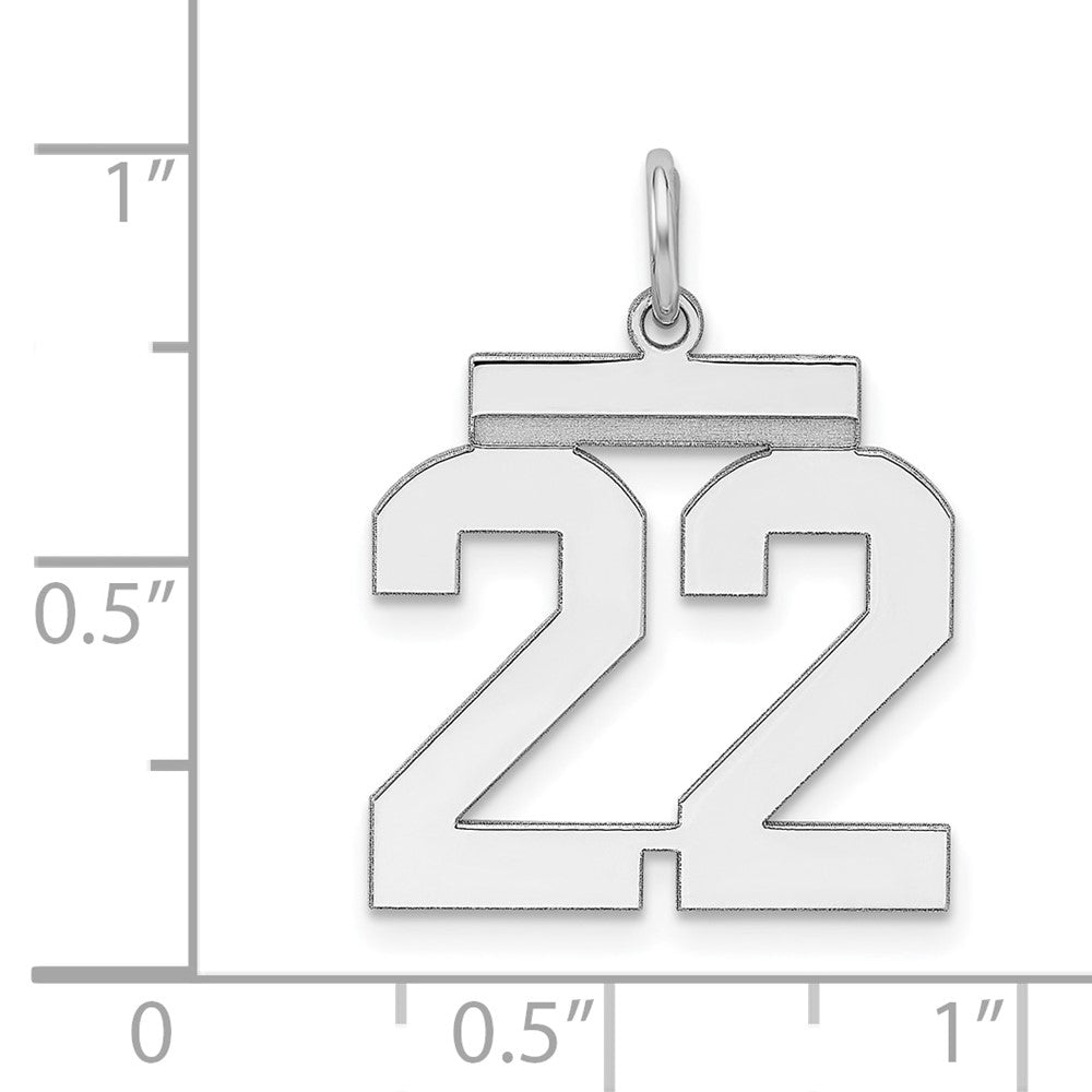 Alternate view of the Sterling Silver, Athletic Collection Medium Polished Number 22 Pendant by The Black Bow Jewelry Co.