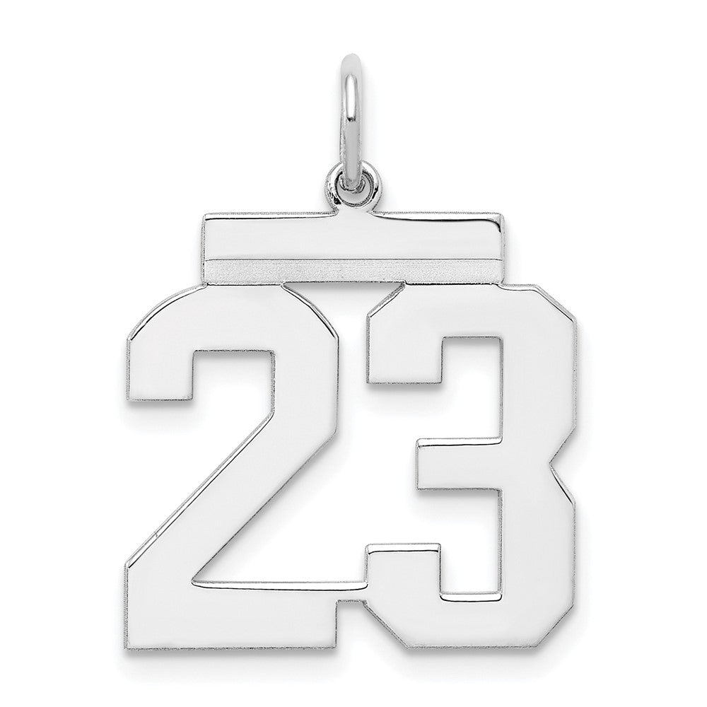 Sterling Silver, Athletic Collection Medium Polished Number 23 Pendant, Item P14042-23 by The Black Bow Jewelry Co.
