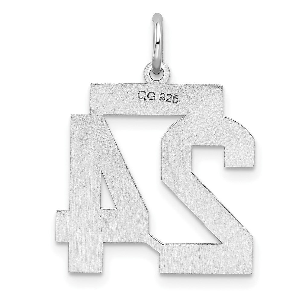 Alternate view of the Sterling Silver, Athletic Collection Medium Polished Number 24 Pendant by The Black Bow Jewelry Co.