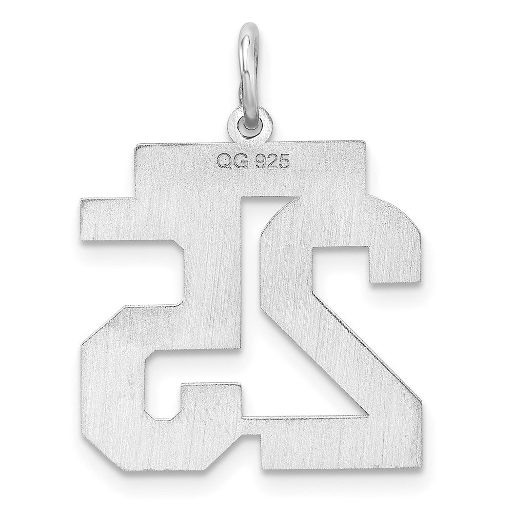 Alternate view of the Sterling Silver, Athletic Collection Medium Polished Number 25 Pendant by The Black Bow Jewelry Co.