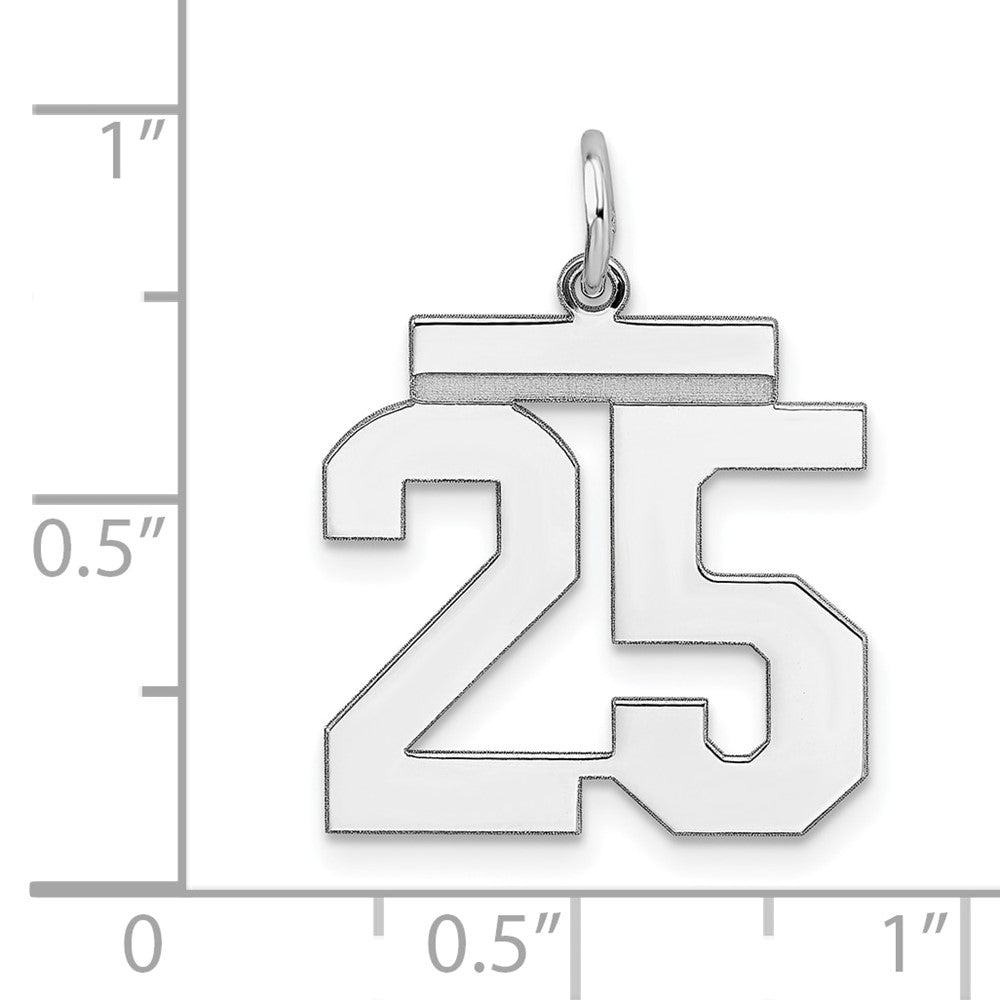 Alternate view of the Sterling Silver, Athletic Collection Medium Polished Number 25 Pendant by The Black Bow Jewelry Co.