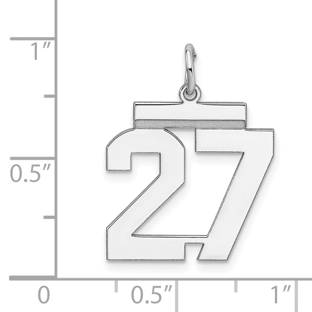 Alternate view of the Sterling Silver, Athletic Collection Medium Polished Number 27 Pendant by The Black Bow Jewelry Co.