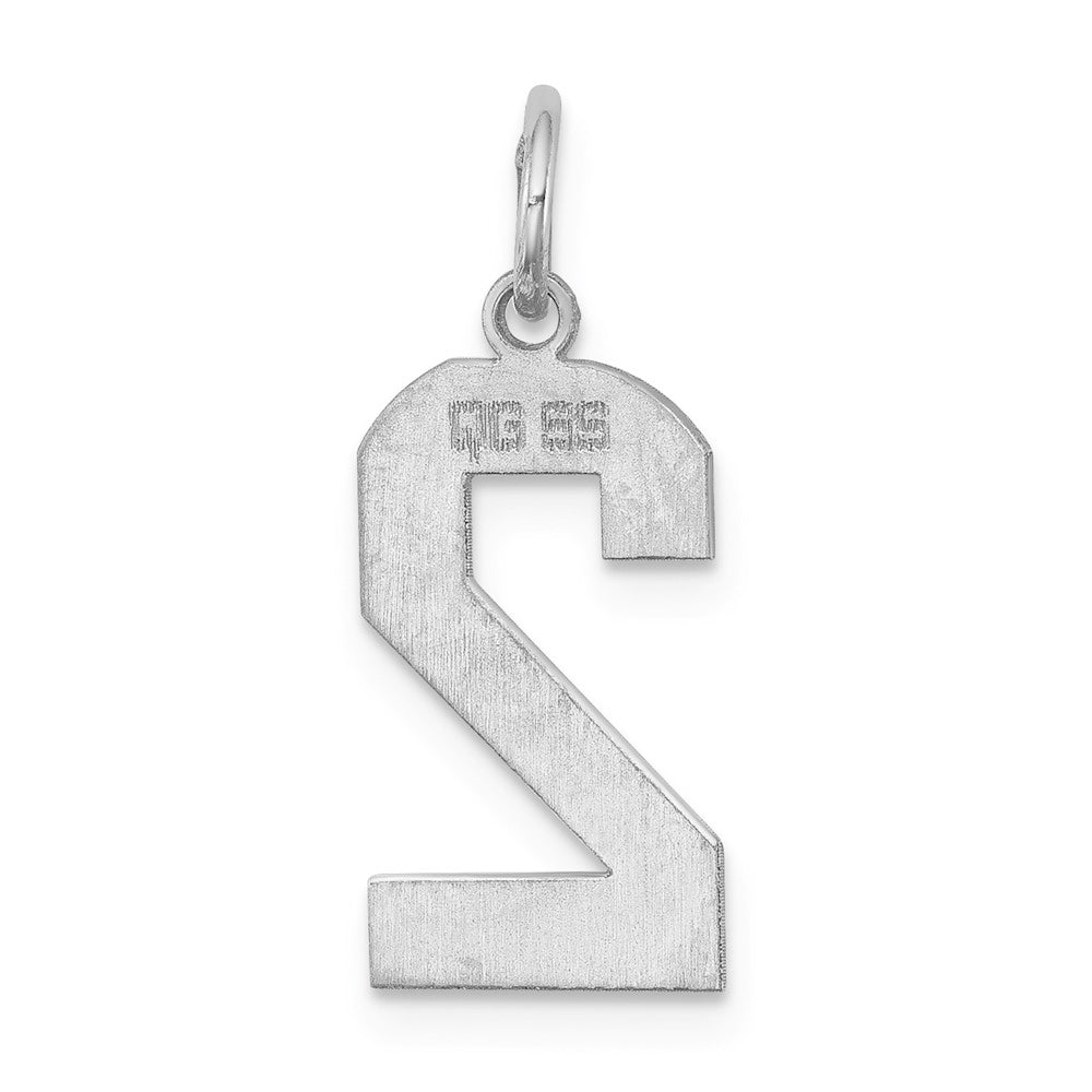 Alternate view of the Sterling Silver, Athletic Collection Medium Polished Number 2 Pendant by The Black Bow Jewelry Co.