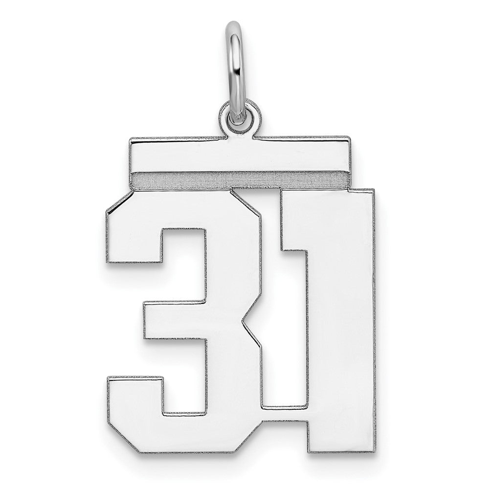Sterling Silver, Athletic Collection Medium Polished Number 31 Pendant, Item P14042-31 by The Black Bow Jewelry Co.