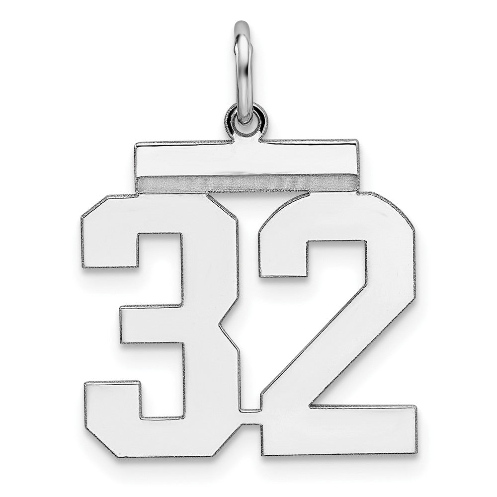 Sterling Silver, Athletic Collection Medium Polished Number 32 Pendant, Item P14042-32 by The Black Bow Jewelry Co.