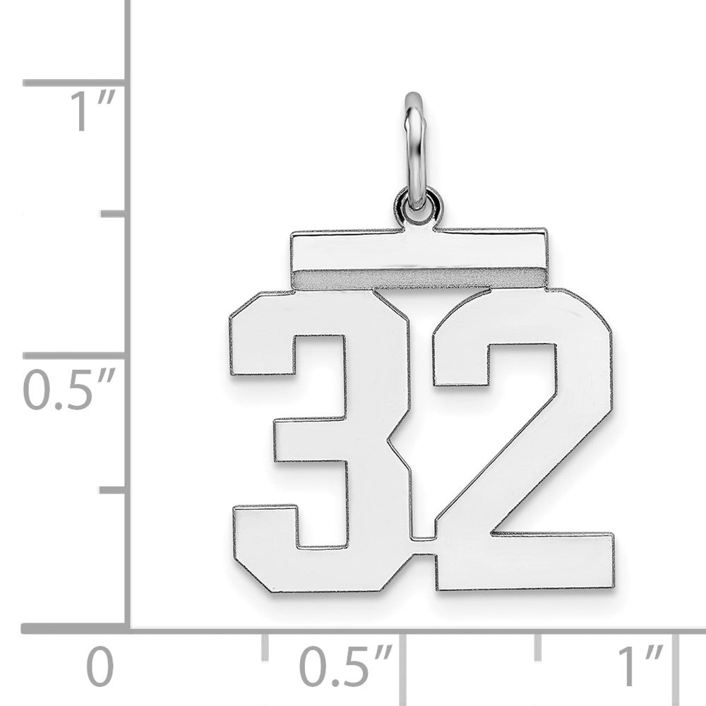 Alternate view of the Sterling Silver, Athletic Collection Medium Polished Number 32 Pendant by The Black Bow Jewelry Co.