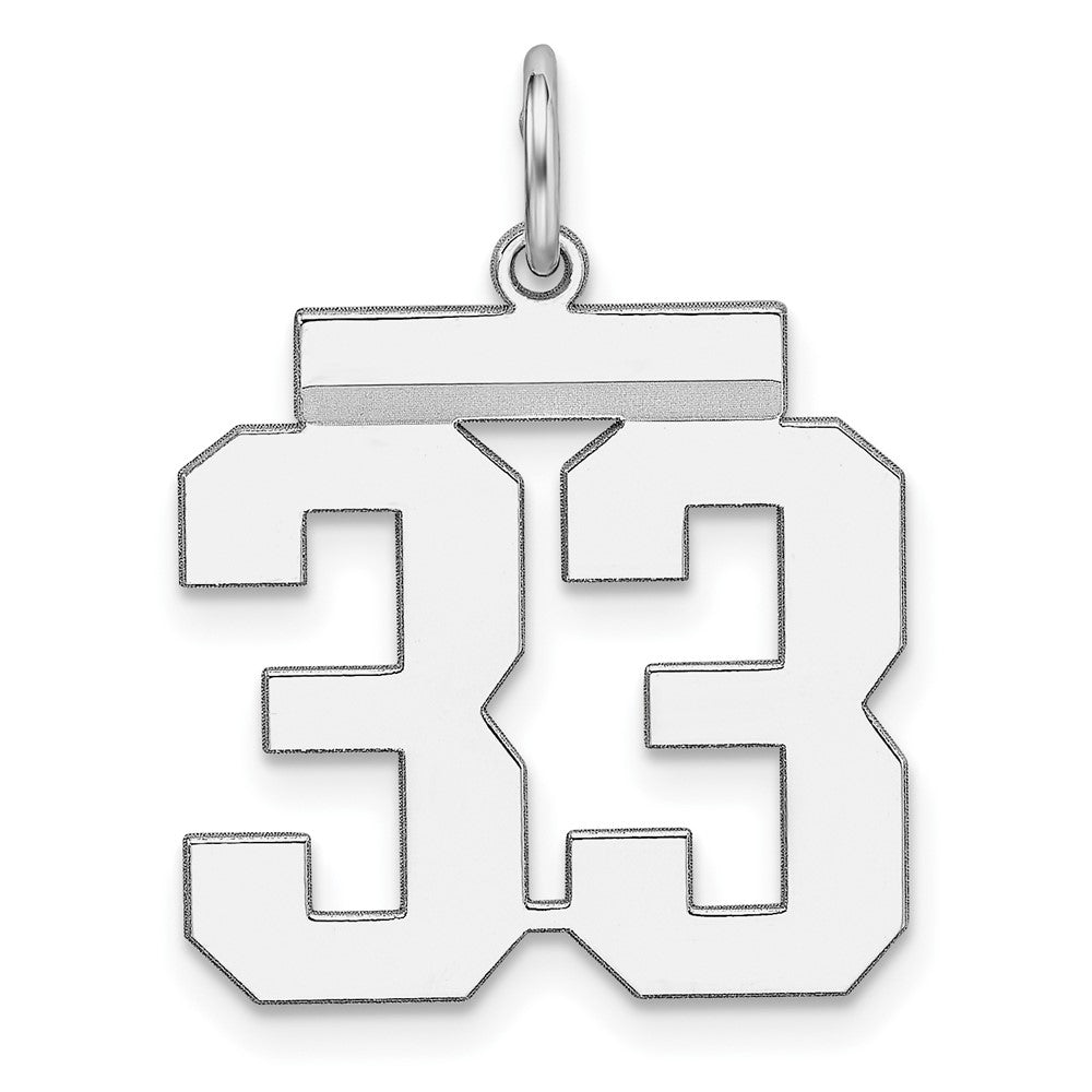 Sterling Silver, Athletic Collection Medium Polished Number 33 Pendant, Item P14042-33 by The Black Bow Jewelry Co.