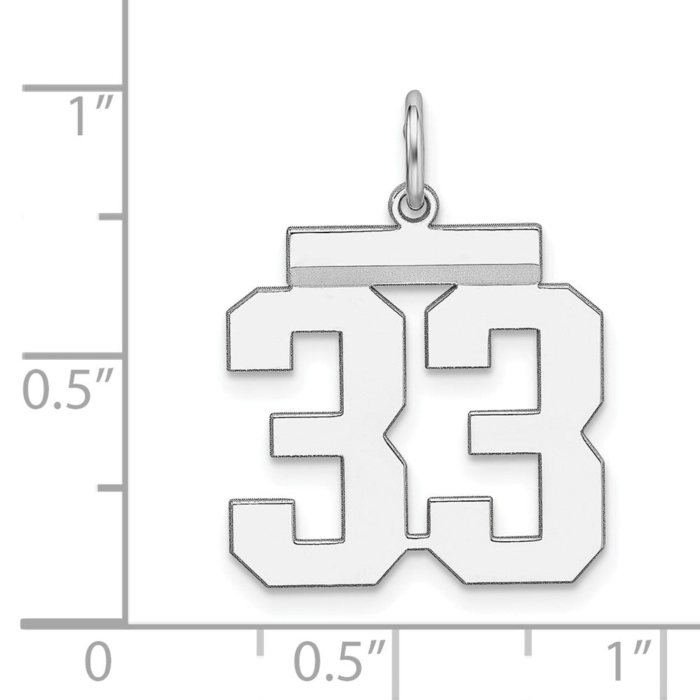 Alternate view of the Sterling Silver, Athletic Collection Medium Polished Number 33 Pendant by The Black Bow Jewelry Co.
