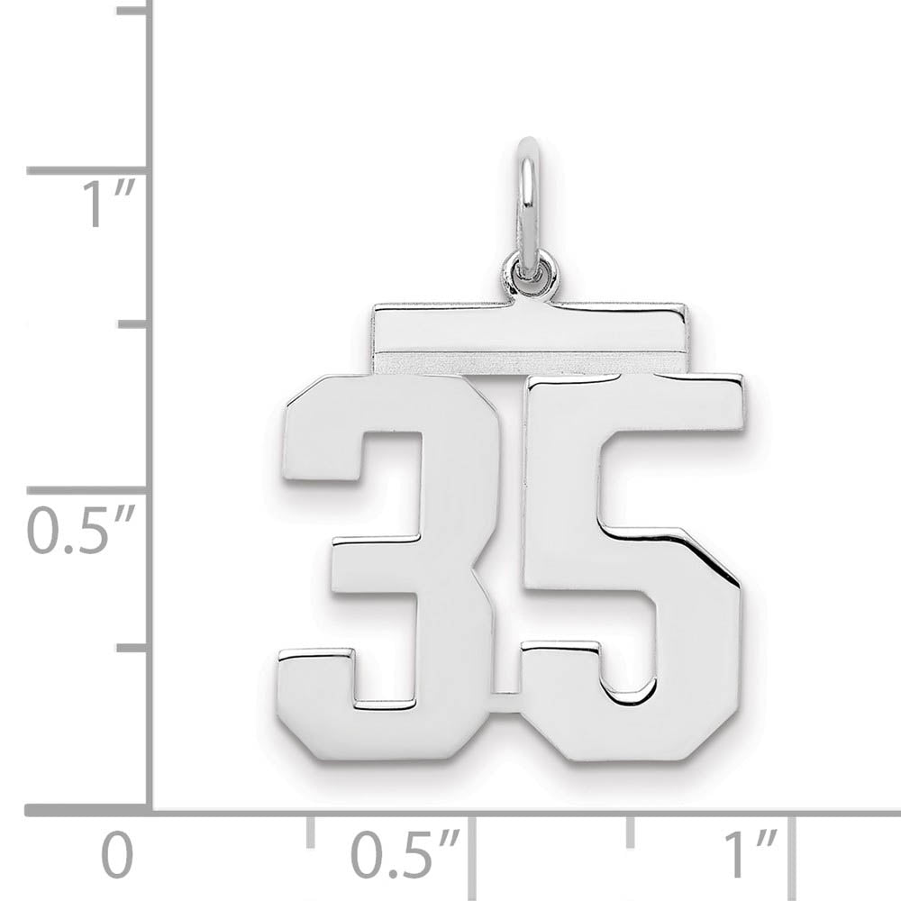 Alternate view of the Sterling Silver, Athletic Collection Medium Polished Number 35 Pendant by The Black Bow Jewelry Co.