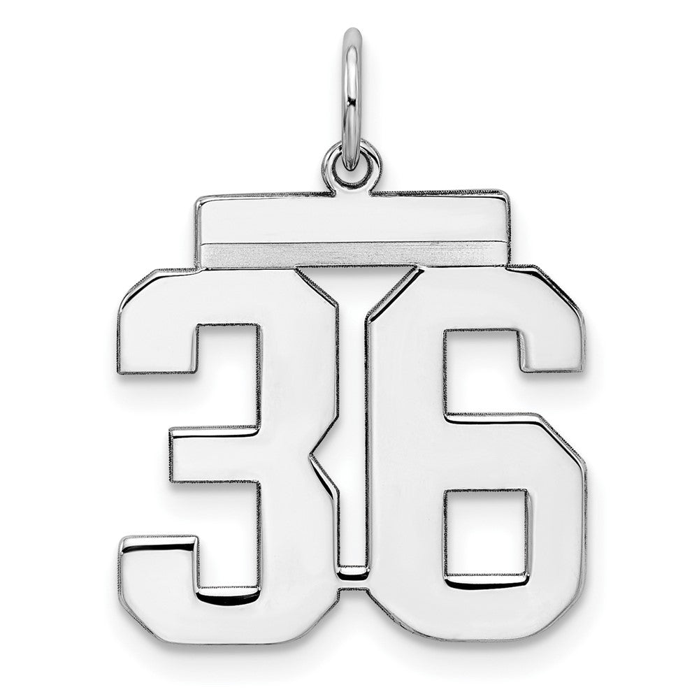 Sterling Silver, Athletic Collection Medium Polished Number 36 Pendant, Item P14042-36 by The Black Bow Jewelry Co.