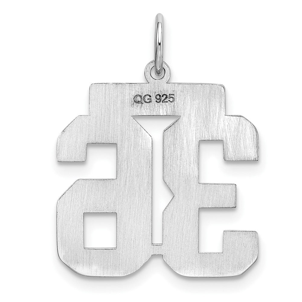 Alternate view of the Sterling Silver, Athletic Collection Medium Polished Number 36 Pendant by The Black Bow Jewelry Co.