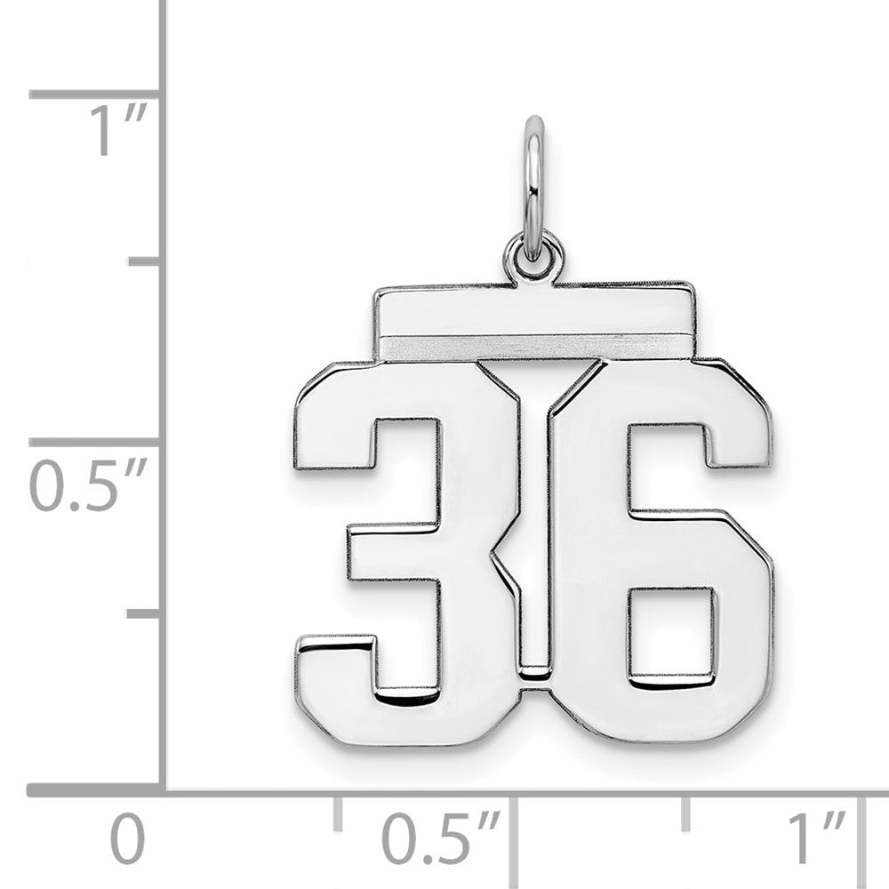 Alternate view of the Sterling Silver, Athletic Collection Medium Polished Number 36 Pendant by The Black Bow Jewelry Co.
